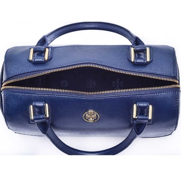 Tory Burch Hudson Bay Blue Leather Gold Hardware NWT - Picture 3 of 14